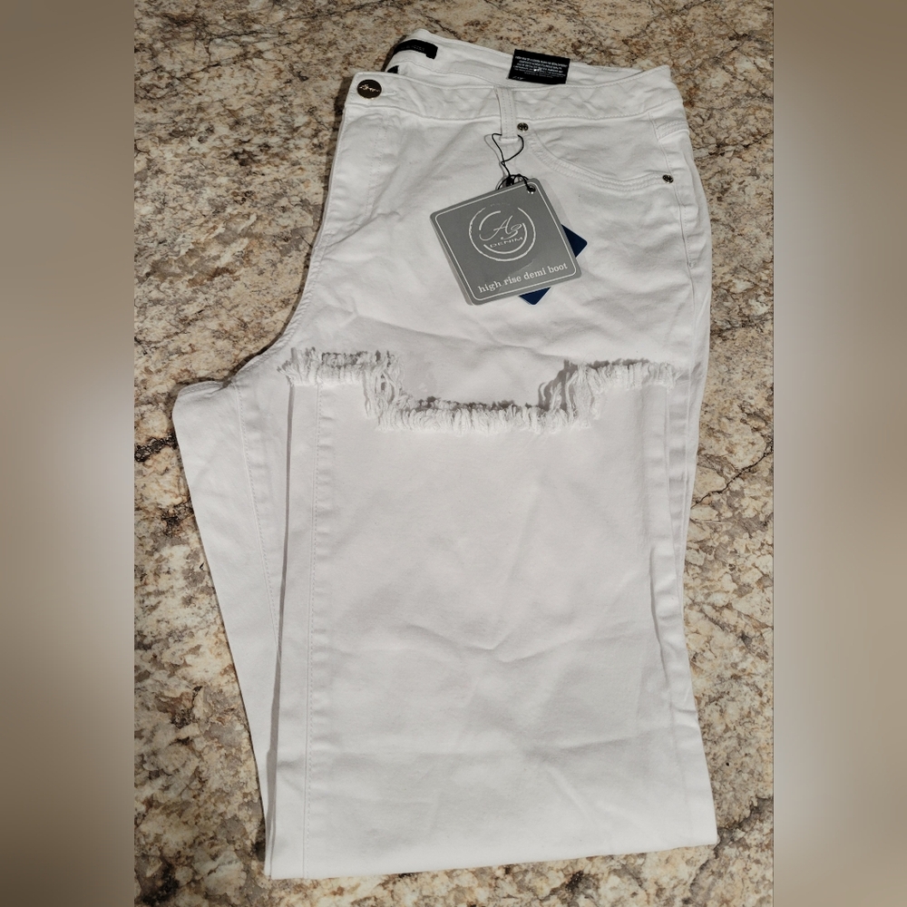 A3 High Rise Demi Boot Cut White Distressed Jeans Lightweight NWT